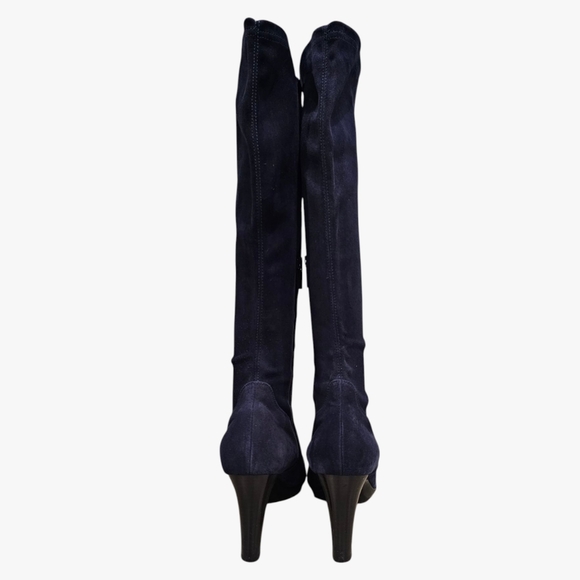 AQUATALIA Navy Blue Stretch Suede Tall Heeled Boots 10.5M - Picture 10 of 13